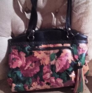 Patricia Nash Summer Evening Bloom Leather Tassel Tote